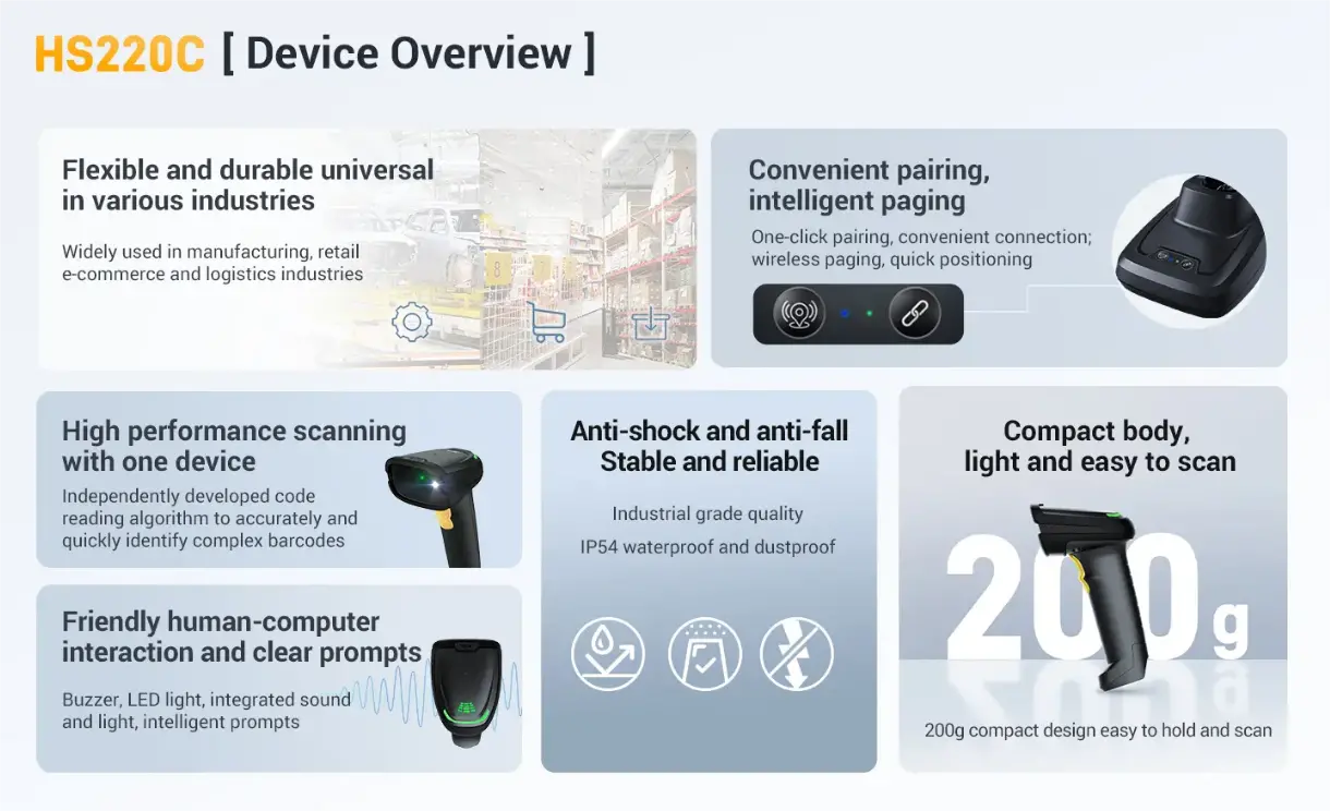 HS220C Wireless Barcode Scanner